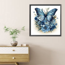 Load image into Gallery viewer, Blue Butterfly-Full Round Diamond Painting-40x40cm