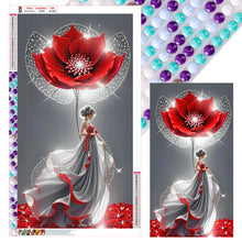 Load image into Gallery viewer, Lady With Flowers-Full Round Diamond Painting-40x70cm-Large Size
