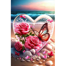 Load image into Gallery viewer, Love Rose Butterfly-Full Round Diamond Painting-40x60cm-Large Size