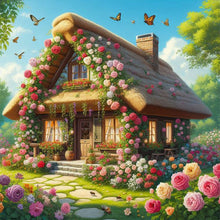 Load image into Gallery viewer, Flower Scented Butterfly House-Full Round Diamond Painting-30x30cm