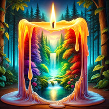 Load image into Gallery viewer, Forest Candle-Full Round Diamond Painting-30x30cm