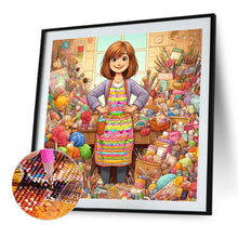 Load image into Gallery viewer, Artist Girl-Full Round Diamond Painting-40x40cm
