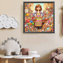 Load image into Gallery viewer, Artist Girl-Full Round Diamond Painting-40x40cm