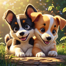 Load image into Gallery viewer, Two Puppies-Full Round Diamond Painting-30x30cm