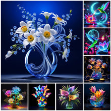 Load image into Gallery viewer, Luminous Rose-Full Round Diamond Painting-30x30cm