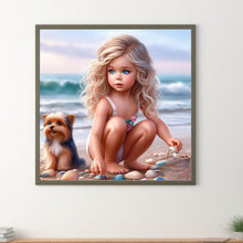 Load image into Gallery viewer, Girl Dog-Full Round Diamond Painting-40x40cm