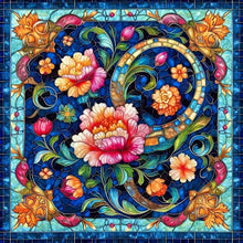 Load image into Gallery viewer, Glass Style Flowers-Full Round Diamond Painting-40x40cm