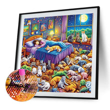 Load image into Gallery viewer, Girl And Cats-Full Round Diamond Painting-40x40cm