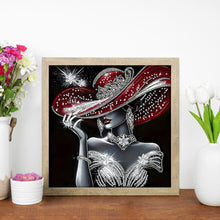 Load image into Gallery viewer, Elegant Lady with Hat-Partial Special Diamond Painting-30x30cm