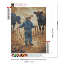 Load image into Gallery viewer, Cowboy Kid-Full Round Diamond Painting-30x40cm
