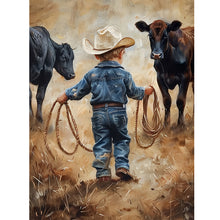 Load image into Gallery viewer, Cowboy Kid-Full Round Diamond Painting-30x40cm