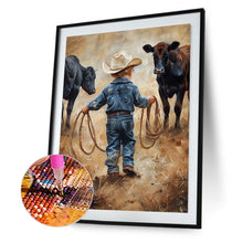 Load image into Gallery viewer, Cowboy Kid-Full Round Diamond Painting-30x40cm