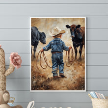 Load image into Gallery viewer, Cowboy Kid-Full Round Diamond Painting-30x40cm