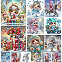 Load image into Gallery viewer, Snow Scene Little Girl-Partial Special Diamond Painting-30x30cm