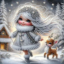 Load image into Gallery viewer, Snow Scene Little Girl-Partial Special Diamond Painting-30x30cm