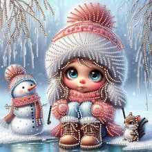 Load image into Gallery viewer, Snow Scene Little Girl-Partial Special Diamond Painting-30x30cm
