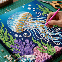 Load image into Gallery viewer, Jellyfish-Partial Pearl Painting Kit with Frame-25x25cm