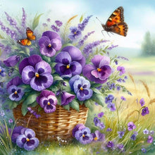 Load image into Gallery viewer, Purple Flower-Full Round Diamond Painting-40x40cm