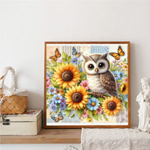 Load image into Gallery viewer, Owls And Sunflowers-Full Round Diamond Painting-40x40cm