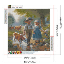 Load image into Gallery viewer, Farm Kids-Full Round Diamond Painting-40x40cm