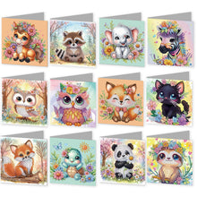 Load image into Gallery viewer, 12Pcs/Set 12Pcs/Set Cute Animals-Diamond Greeting Cards