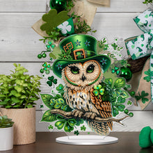 Load image into Gallery viewer, St Patricks Day Owl-Single Side Drill-Acrylic Diamond Desktop Ornament