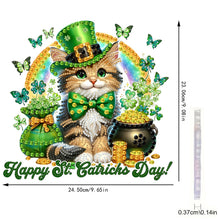 Load image into Gallery viewer, St Patricks Day Cat-Single Side Drill-Diamond Pendant
