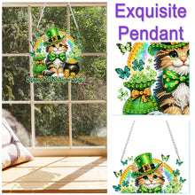 Load image into Gallery viewer, St Patricks Day Cat-Single Side Drill-Diamond Pendant
