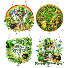 Load image into Gallery viewer, St Patricks Day Cat-Single Side Drill-Diamond Pendant