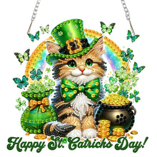 Load image into Gallery viewer, St Patricks Day Cat-Single Side Drill-Diamond Pendant