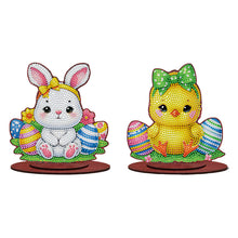 Load image into Gallery viewer, 2Pcs/Set Easter-Single Side Drill-Acrylic Diamond Desktop Ornament