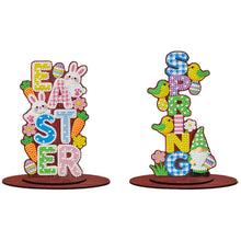 Load image into Gallery viewer, 2Pcs/Set Easter-Single Side Drill-Acrylic Diamond Desktop Ornament