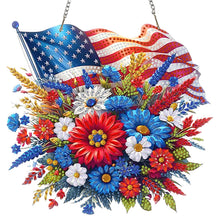 Load image into Gallery viewer, National Flag And Flowers-Single Side Drill-Diamond Pendant