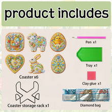 Load image into Gallery viewer, 6Pcs/Set Flowers And Rabbits-Acrylic Waterproof Diamond Coaster