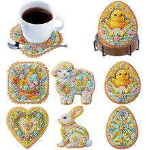 Load image into Gallery viewer, 6Pcs/Set Flowers And Rabbits-Acrylic Waterproof Diamond Coaster