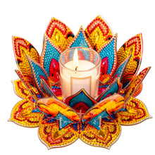 Load image into Gallery viewer, Purple Lotus-A-Diamond Candle Holder-Diamond Desktop Ornament