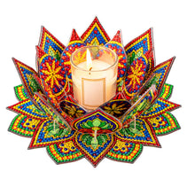 Load image into Gallery viewer, Purple Lotus-A-Diamond Candle Holder-Diamond Desktop Ornament