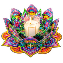 Load image into Gallery viewer, Purple Lotus-A-Diamond Candle Holder-Diamond Desktop Ornament