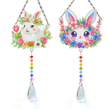Load image into Gallery viewer, 2Pcs/Set Flower Wreath Rabbit-SunCatcher Window Hanging Diamond Wind Chimes