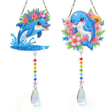 Load image into Gallery viewer, 2Pcs/Set Flower Wreath Rabbit-SunCatcher Window Hanging Diamond Wind Chimes