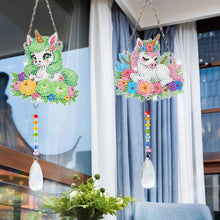 Load image into Gallery viewer, 2Pcs/Set Flower Wreath Rabbit-SunCatcher Window Hanging Diamond Wind Chimes