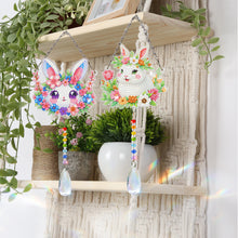 Load image into Gallery viewer, 2Pcs/Set Flower Wreath Rabbit-SunCatcher Window Hanging Diamond Wind Chimes
