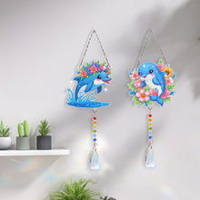 Load image into Gallery viewer, 2Pcs/Set Flower Wreath Rabbit-SunCatcher Window Hanging Diamond Wind Chimes