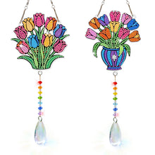 Load image into Gallery viewer, 2Pcs/Set Flower Wreath Rabbit-SunCatcher Window Hanging Diamond Wind Chimes