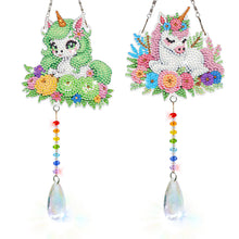 Load image into Gallery viewer, 2Pcs/Set Flower Wreath Rabbit-SunCatcher Window Hanging Diamond Wind Chimes