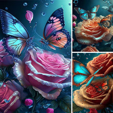 Load image into Gallery viewer, Butterfly Rose-Full Round Diamond Painting-30x40cm