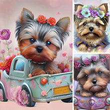 Load image into Gallery viewer, Flower Dog-Full Round Diamond Painting-30x30cm