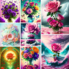 Load image into Gallery viewer, Rose-Full Round Diamond Painting-30x40cm