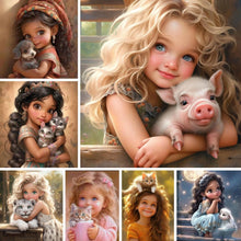 Load image into Gallery viewer, Sweet Girl-Full Round Diamond Painting-30x40cm