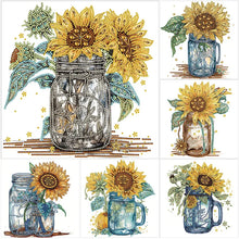 Load image into Gallery viewer, Sunflower Glass Bottle-Partial Special Diamond Painting-30x30cm